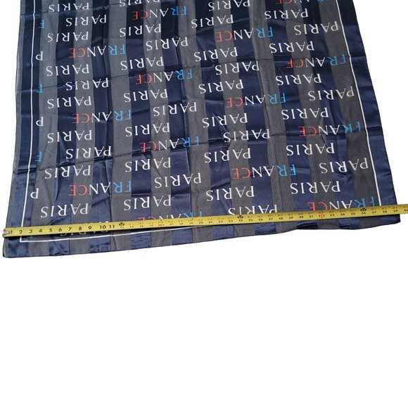 Paris France Striped Rectangle Scarf 39” x 39”. Lightweight and silky. Unsure of - Picture 3 of 6